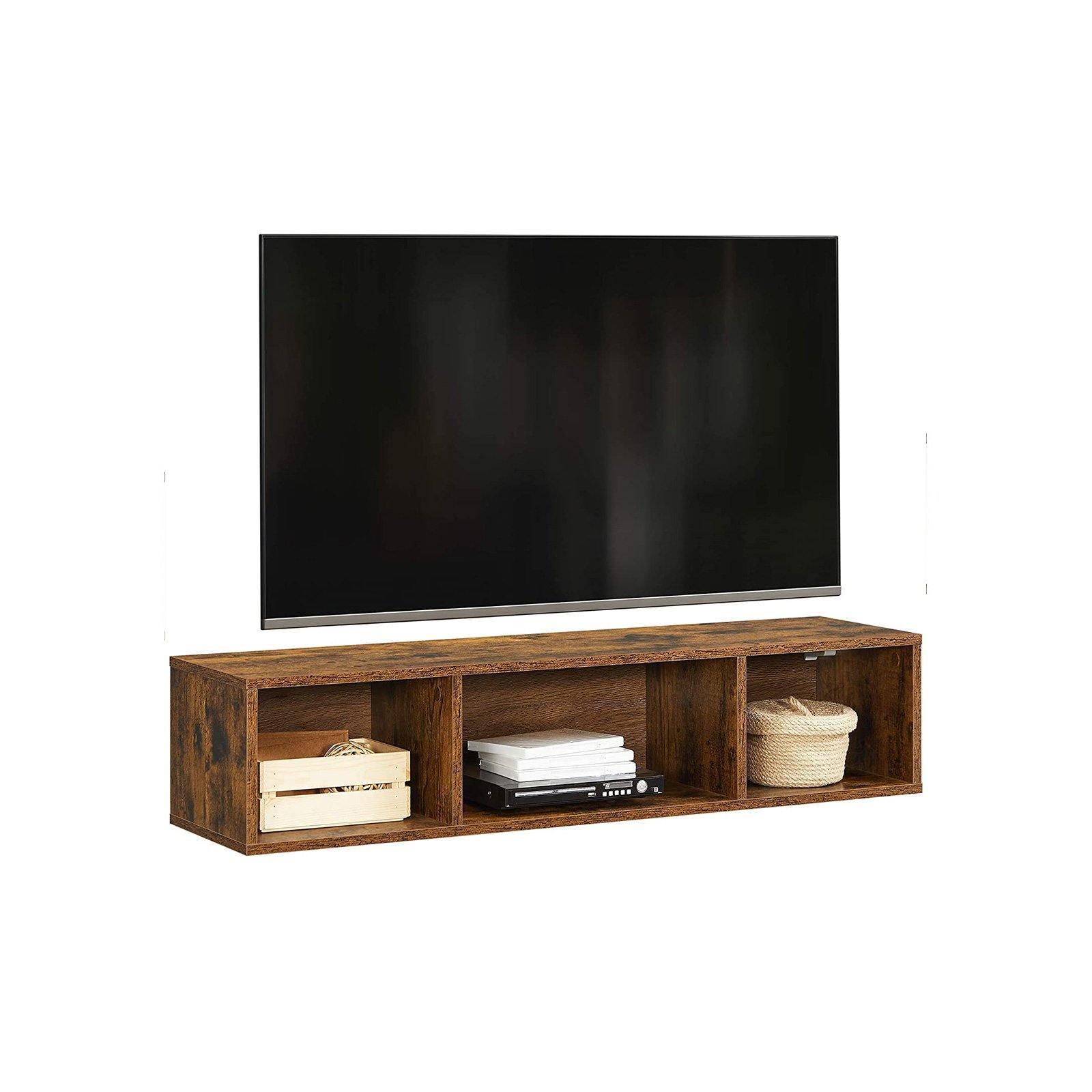 Rustic Brown Wall-Mounted Floating TV Console FredCo