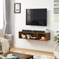 Rustic Brown Wall-Mounted Floating TV Console FredCo