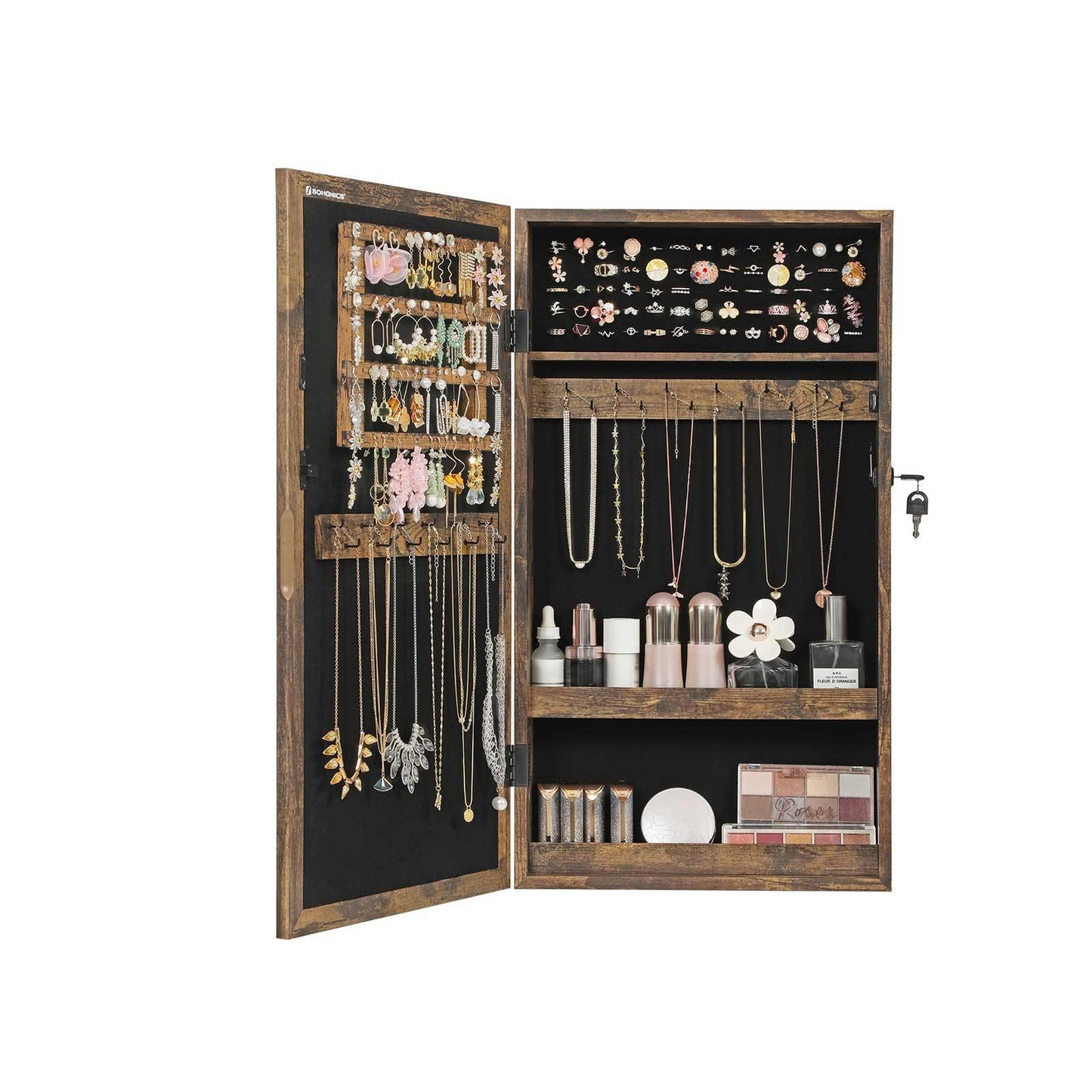 Rustic Brown Wall-Mounted Jewelry Organizer FredCo