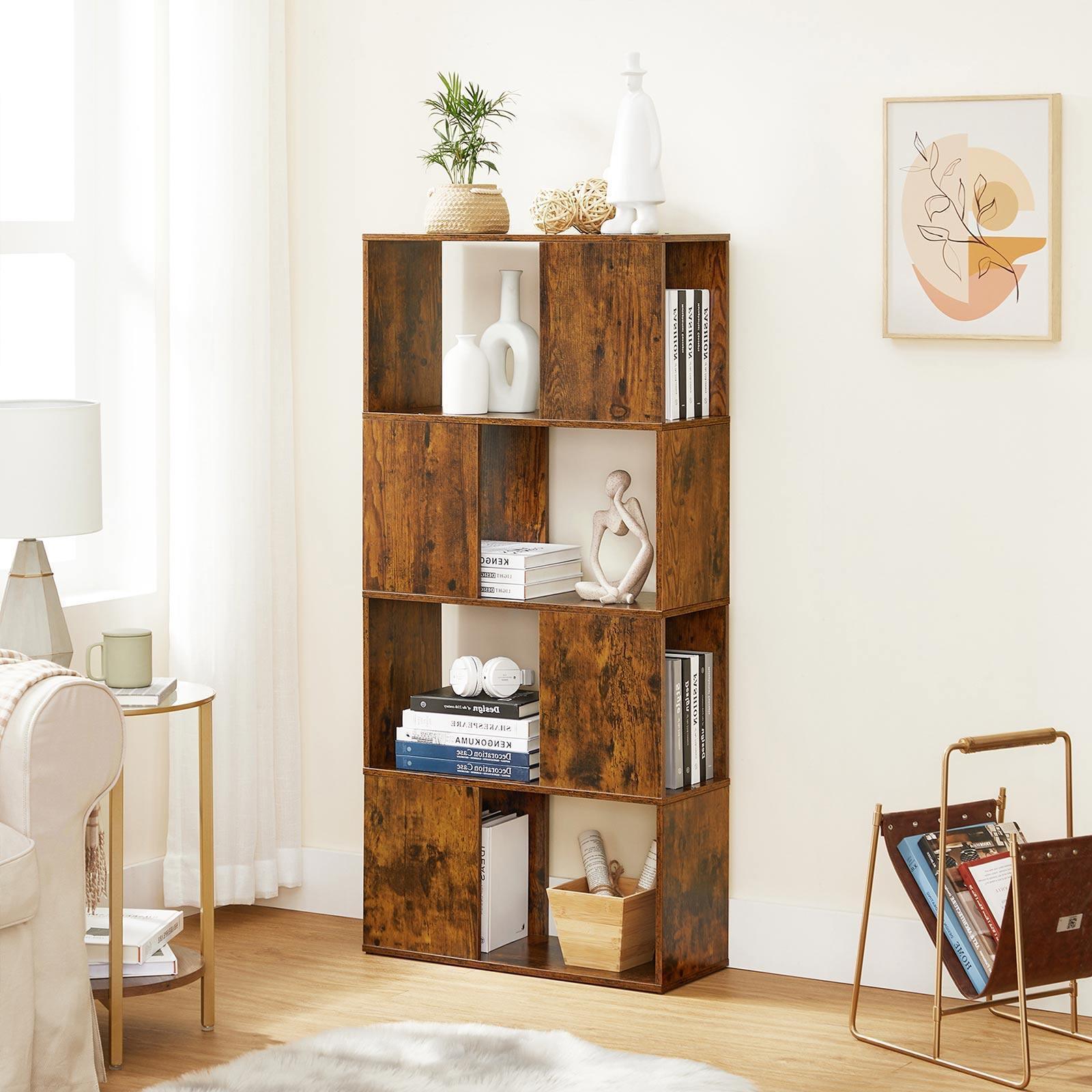 Rustic Brown Zigzag Bookcase FredCo