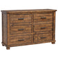 Rustic Reclaimed Solid Wood Framhouse 6 Drawers Wider Dresser WF197199AAD FredCo