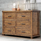 Rustic Reclaimed Solid Wood Framhouse 6 Drawers Wider Dresser WF197199AAD FredCo