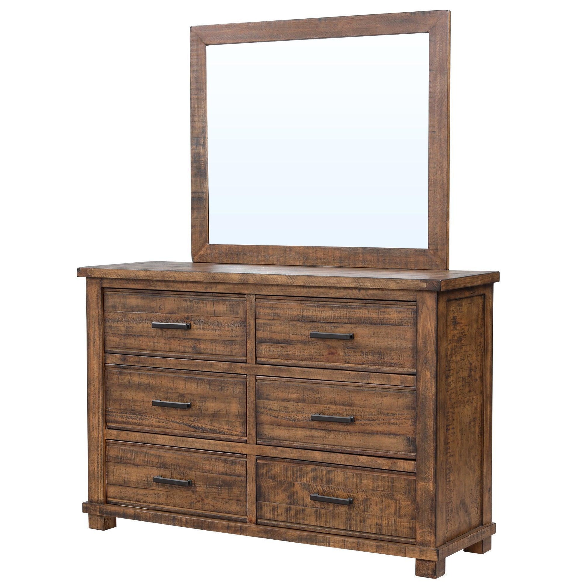 Rustic Reclaimed Solid Wood Framhouse 6 Drawers Wider Dresser WF197199AAD FredCo