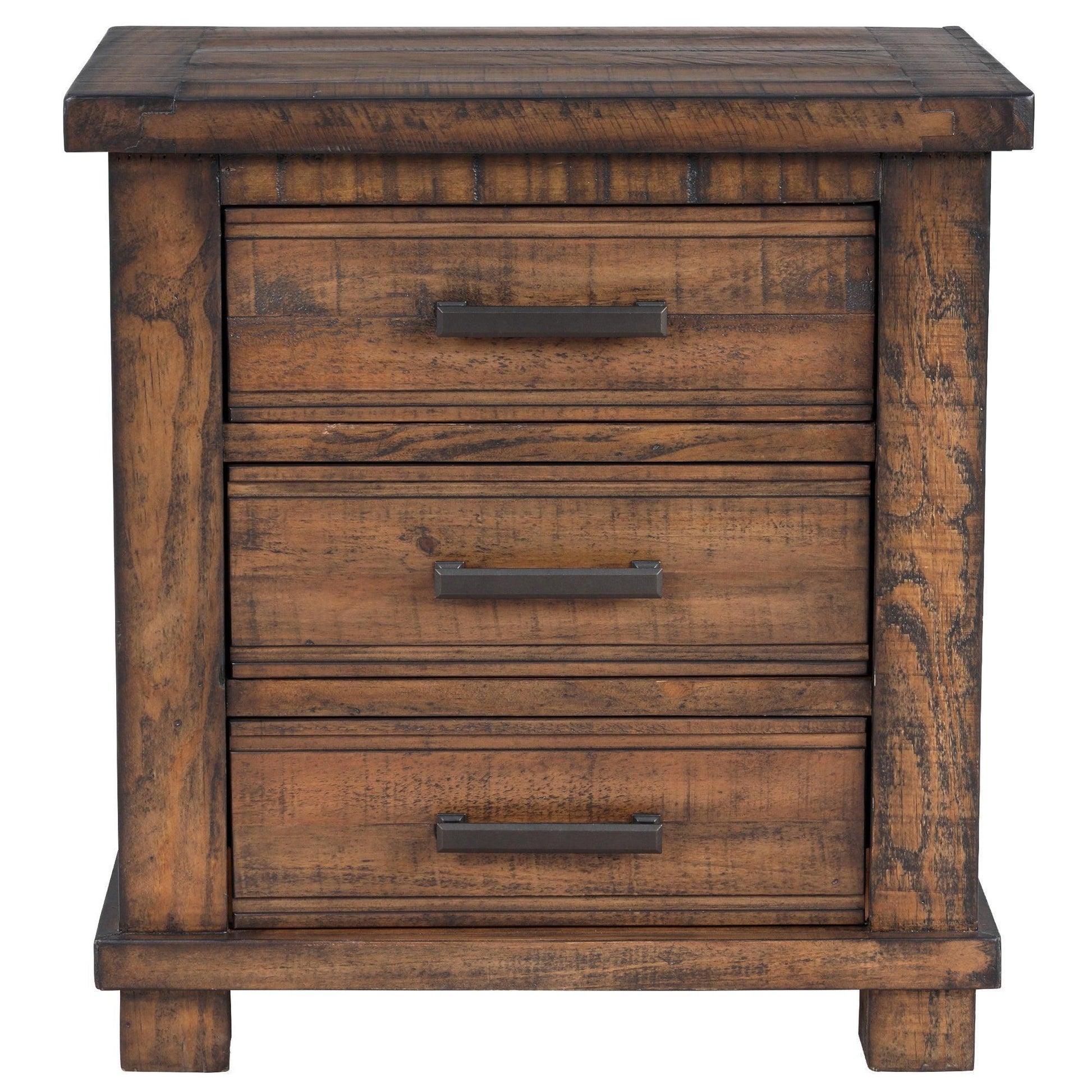 Rustic Three Drawer Reclaimed Solid Wood Framhouse Nightstand WF197196AAD FredCo