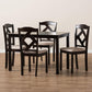 Ruth Modern and Contemporary Beige Fabric Upholstered and Dark Brown Finished 5-Piece Dining Set FredCo