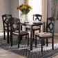 Ruth Modern and Contemporary Beige Fabric Upholstered and Dark Brown Finished 5-Piece Dining Set FredCo