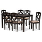 Ruth Sand Fabric Upholstered and Dark Brown Finished Wood 7-Piece Dining Set FredCo