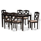 Ruth Sand Fabric Upholstered and Dark Brown Finished Wood 7-Piece Dining Set FredCo