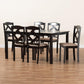 Ruth Sand Fabric Upholstered and Dark Brown Finished Wood 7-Piece Dining Set FredCo