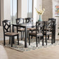 Ruth Sand Fabric Upholstered and Dark Brown Finished Wood 7-Piece Dining Set FredCo