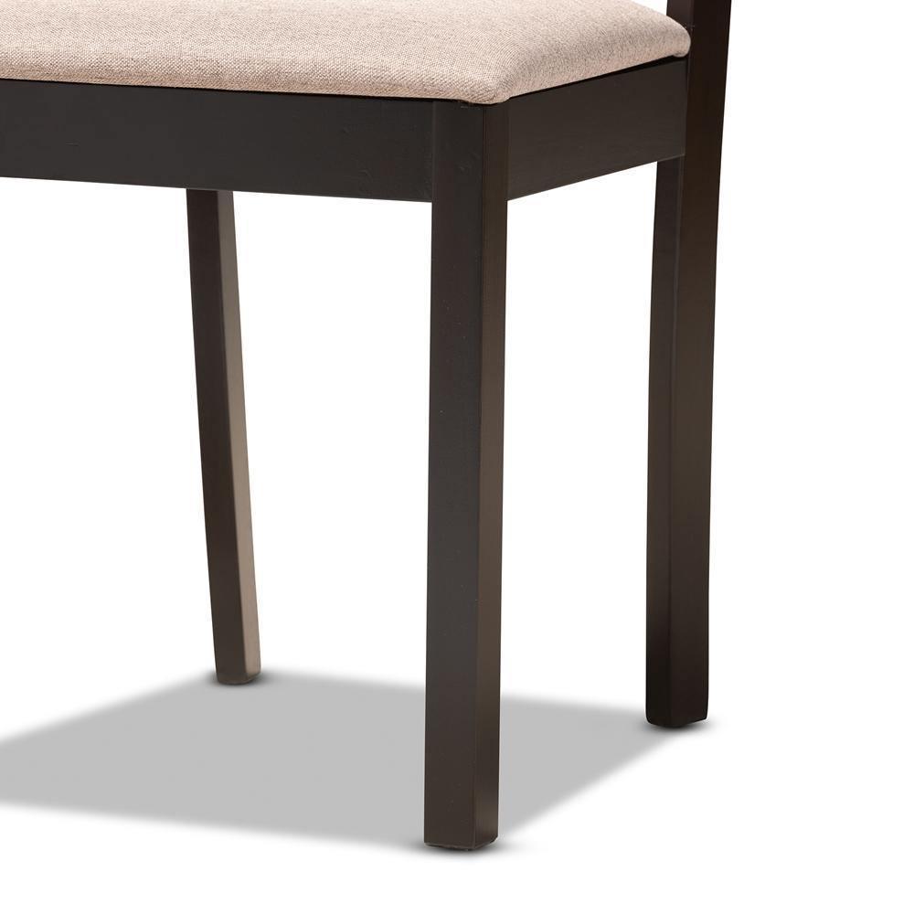 Ruth Sand Fabric Upholstered and Dark Brown Finished Wood 7-Piece Dining Set FredCo