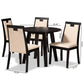 Ryan Modern and Contemporary Beige Faux Leather Upholstered and Dark Brown Finished Wood 5-Piece Dining Set FredCo