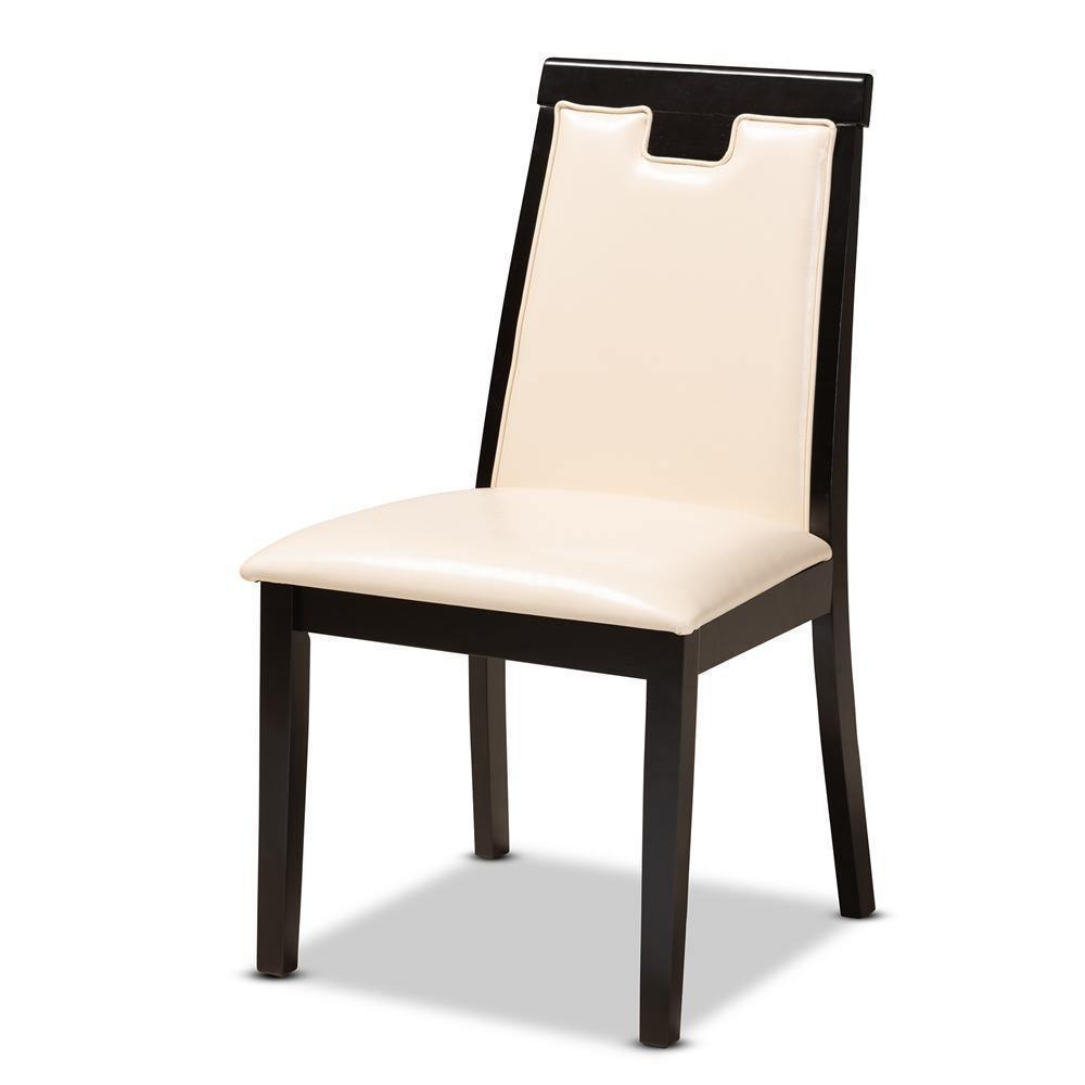 Ryan Modern and Contemporary Beige Faux Leather Upholstered and Dark Brown Finished Wood 5-Piece Dining Set FredCo