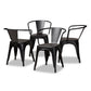 Ryland Modern Industrial Black Finished Metal 4-Piece Dining Chair Set FredCo