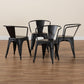 Ryland Modern Industrial Black Finished Metal 4-Piece Dining Chair Set FredCo