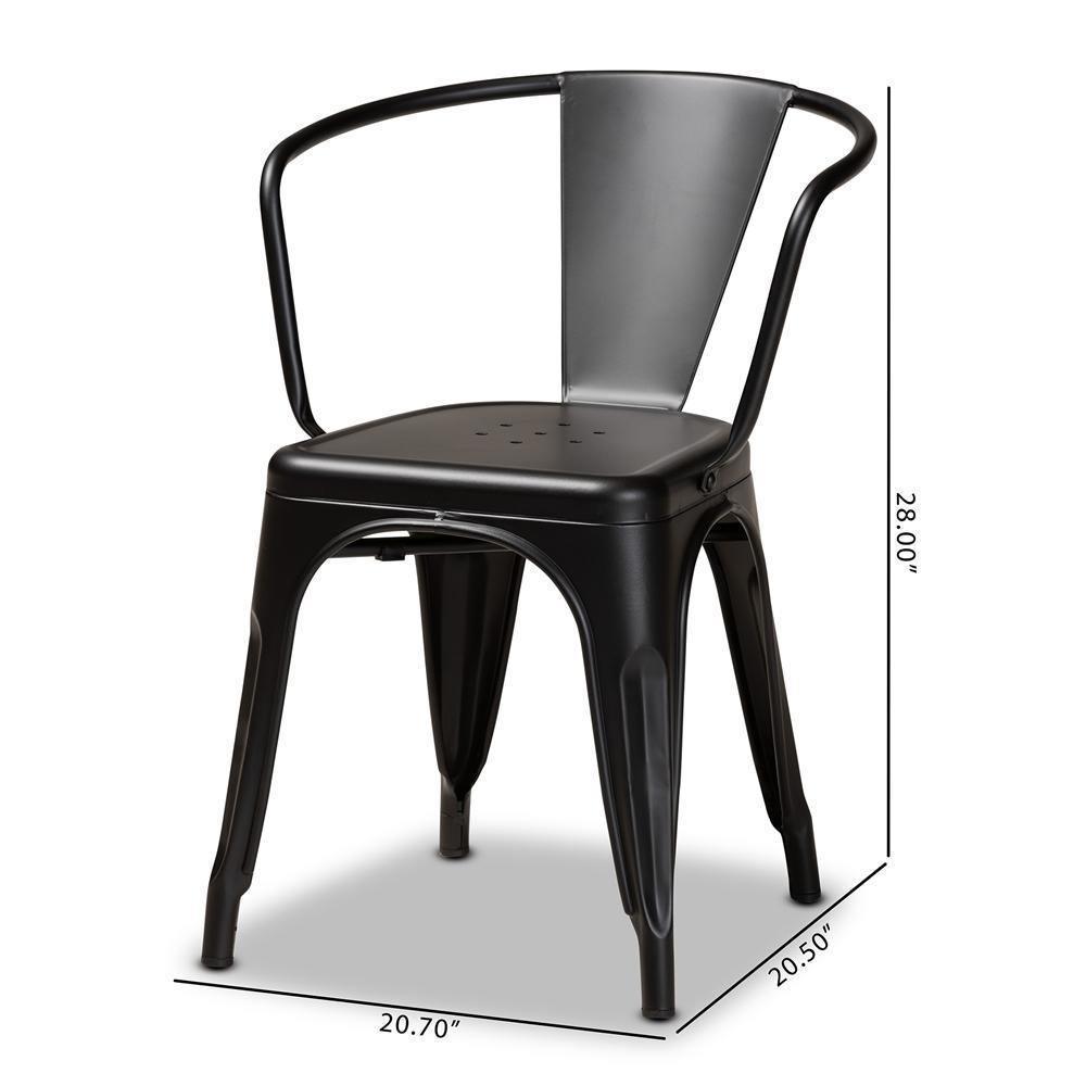 Ryland Modern Industrial Black Finished Metal 4-Piece Dining Chair Set FredCo