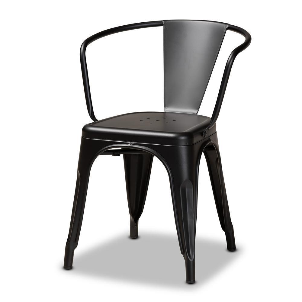 Ryland Modern Industrial Black Finished Metal 4-Piece Dining Chair Set FredCo