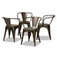 Ryland Modern Industrial Brown Finished Metal 4-Piece Dining Chair Set FredCo
