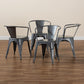 Ryland Modern Industrial Grey Finished Metal 4-Piece Dining Chair Set FredCo
