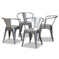 Ryland Modern Industrial Grey Finished Metal 4-Piece Dining Chair Set FredCo