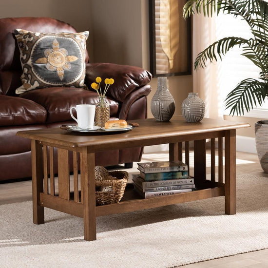 Rylie Traditional Transitional Mission Style Finished Rectangular Wood Coffee Table main image 0