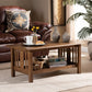 Rylie Traditional Transitional Mission Style Walnut Brown Finished Rectangular Wood Coffee Table FredCo