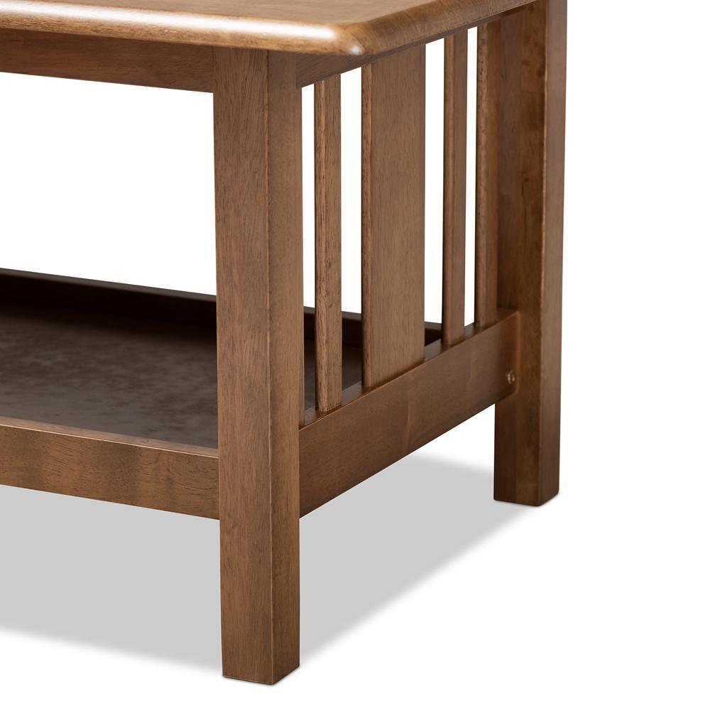 Rylie Traditional Transitional Mission Style Walnut Brown Finished Rectangular Wood Coffee Table FredCo