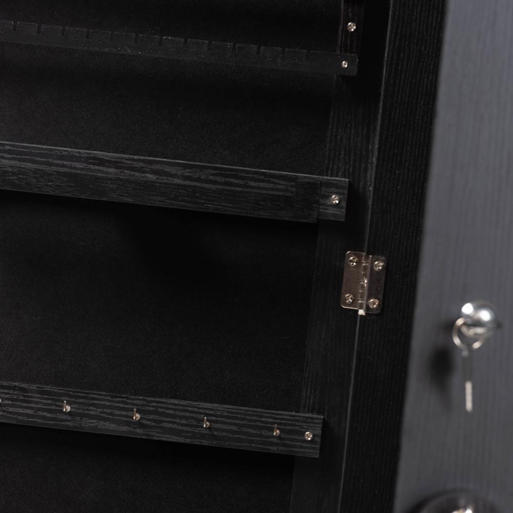 Ryoko Modern and Contemporary Black Finished Wood Jewelry Armoire with Mirror FredCo