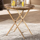 Sabah Traditional Moroccan Inspired Matte Antique Gold Finished Metal Foldable Accent Tray Table FredCo