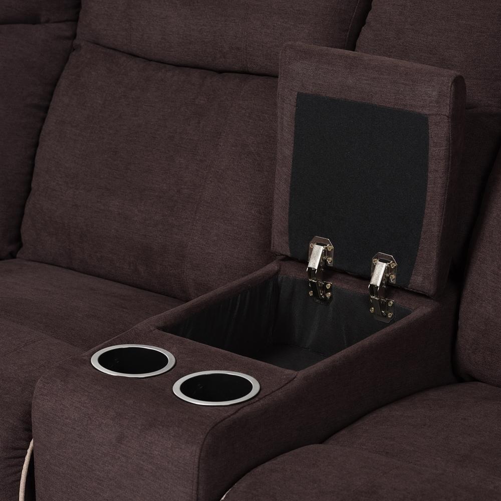 Sabella Modern and Contemporary Chocolate Brown Fabric Upholstered 7-Piece Reclining Sectional Sofa FredCo