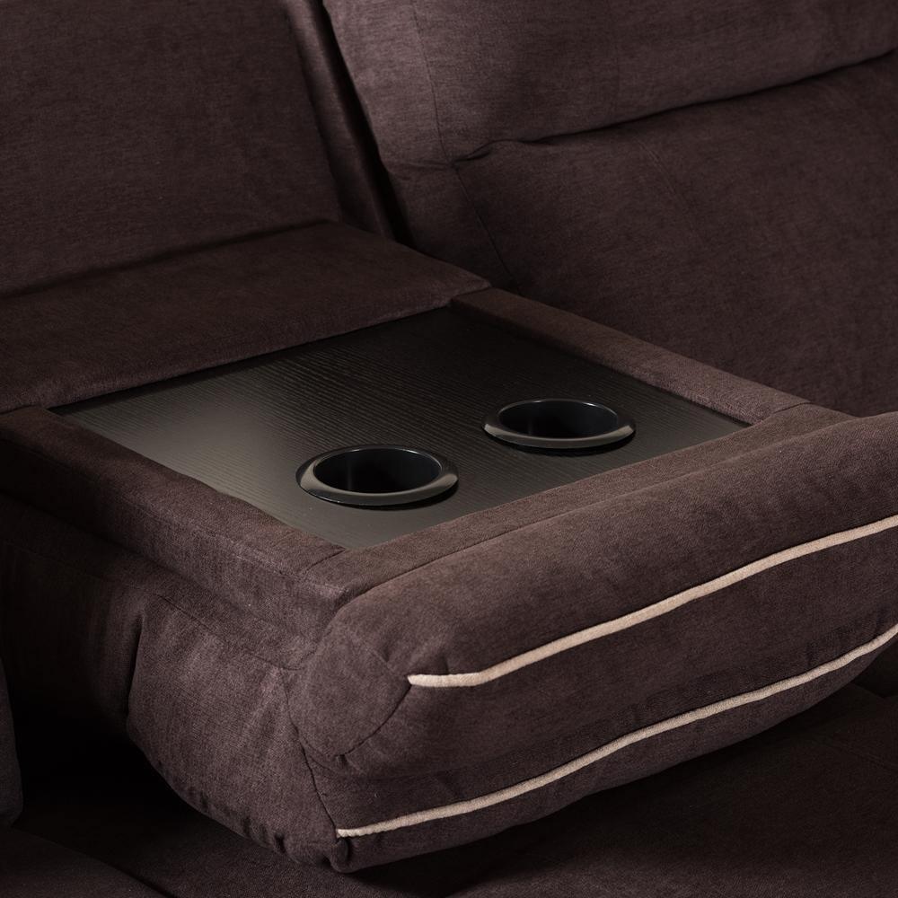 Sabella Modern and Contemporary Chocolate Brown Fabric Upholstered 7-Piece Reclining Sectional Sofa FredCo