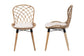 Sabelle Modern Bohemian Natural Brown Finished Teak Wood and Greywashed Rattan Dining Chair FredCo