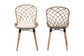 Sabelle Modern Bohemian Natural Brown Finished Teak Wood and Greywashed Rattan Dining Chair FredCo