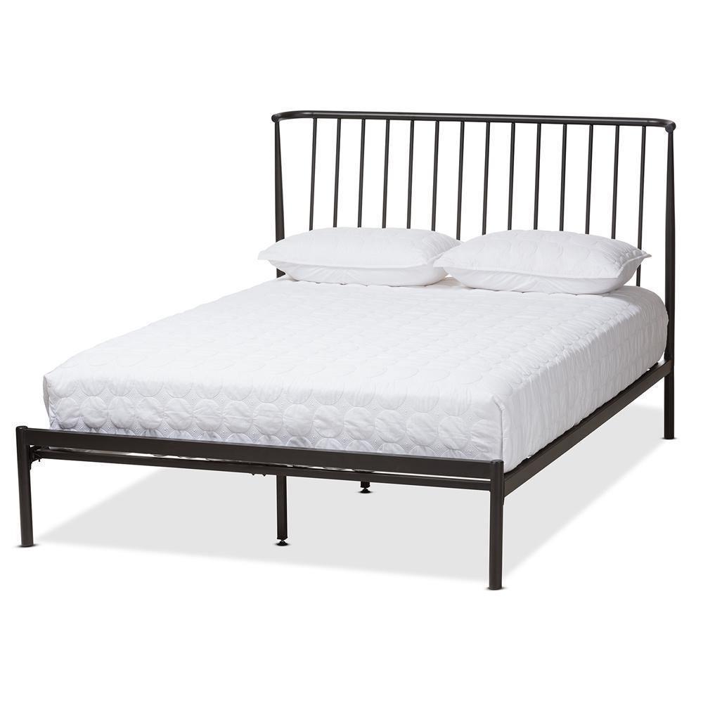 Sabine Modern and Contemporary Antique Bronze Metal Queen Size Platform Bed FredCo