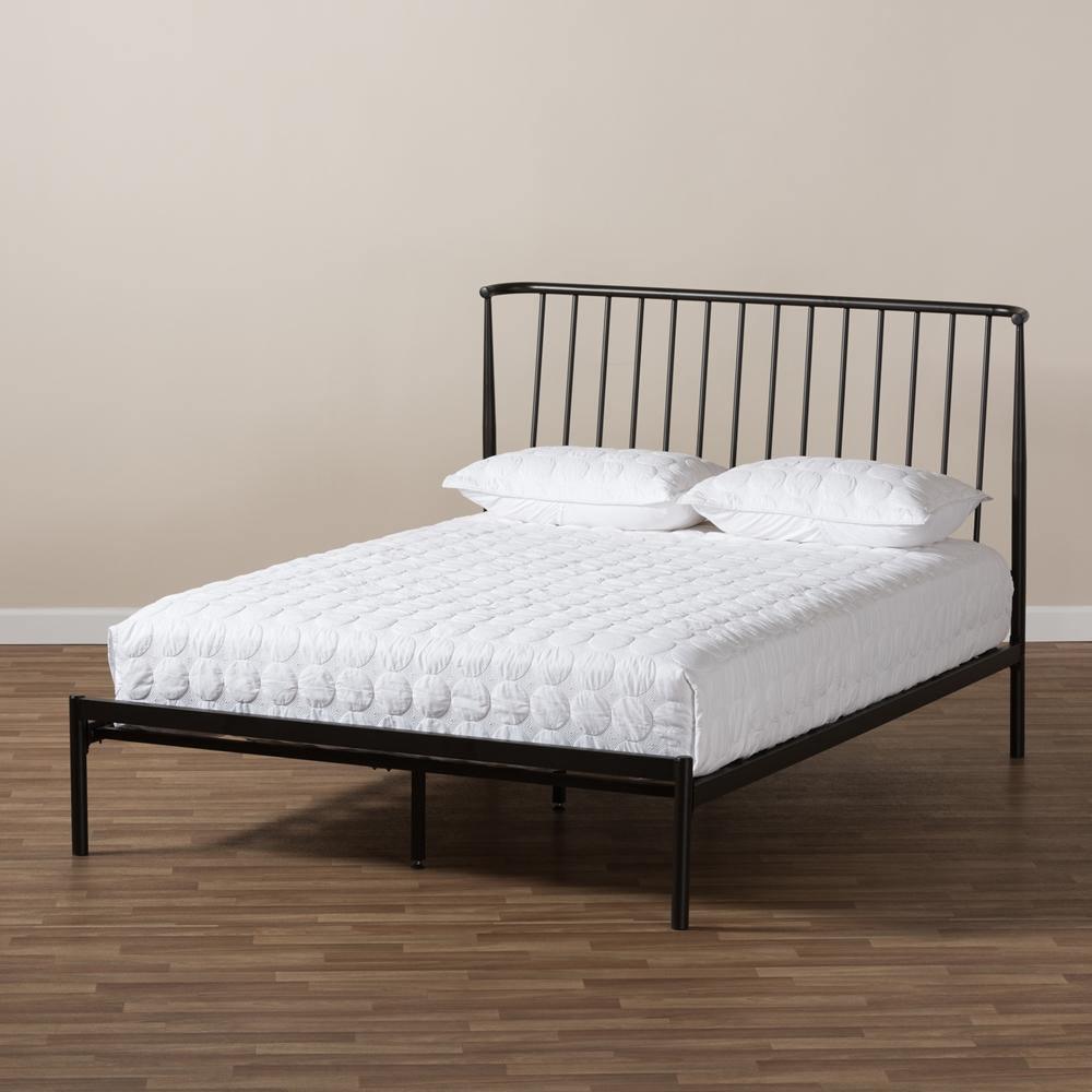 Sabine Modern and Contemporary Antique Bronze Metal Queen Size Platform Bed FredCo