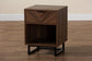 Sadia Modern Walnut Brown Finished Wood and Black Metal 1-Drawer End Table FredCo