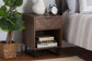 Sadia Modern Walnut Brown Finished Wood and Black Metal 1-Drawer End Table FredCo