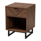 Sadia Modern Walnut Brown Finished Wood and Black Metal 1-Drawer End Table FredCo