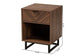 Sadia Modern Walnut Brown Finished Wood and Black Metal 1-Drawer End Table FredCo