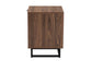 Sadia Modern Walnut Brown Finished Wood and Black Metal 1-Drawer End Table FredCo