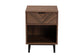 Sadia Modern Walnut Brown Finished Wood and Black Metal 1-Drawer End Table FredCo