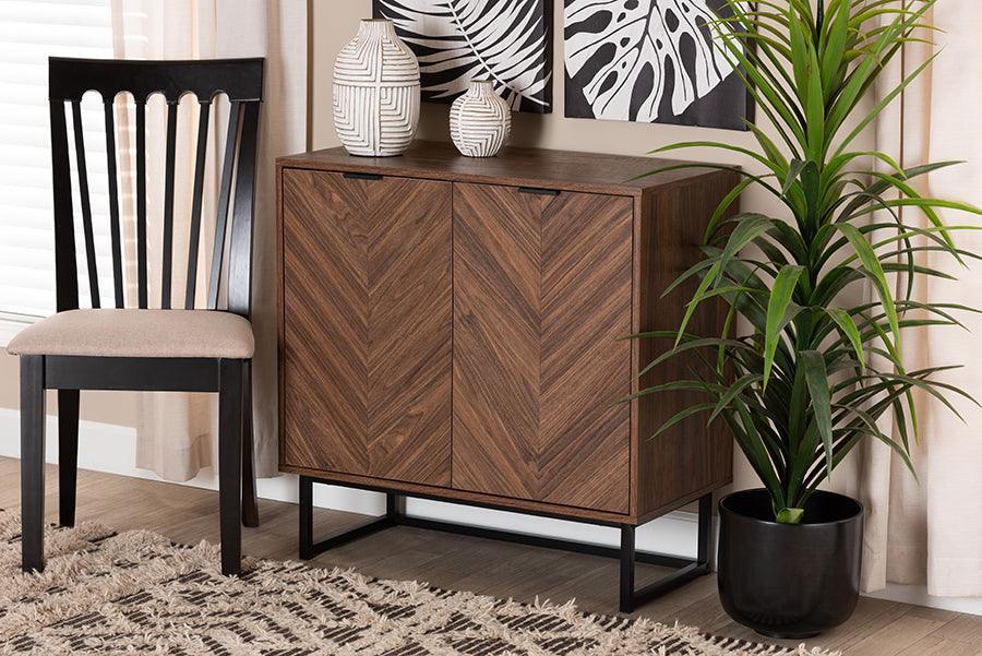 Sadia Modern Walnut Brown Finished Wood Storage Cabinet FredCo