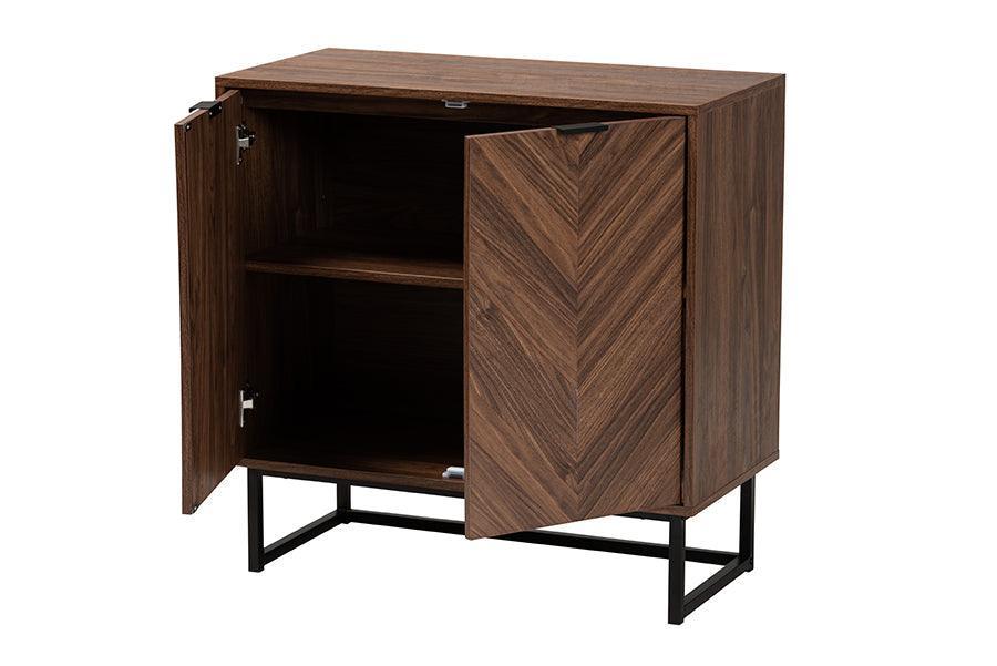 Sadia Modern Walnut Brown Finished Wood Storage Cabinet FredCo