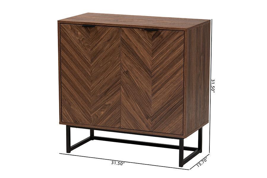 Sadia Modern Walnut Brown Finished Wood Storage Cabinet FredCo