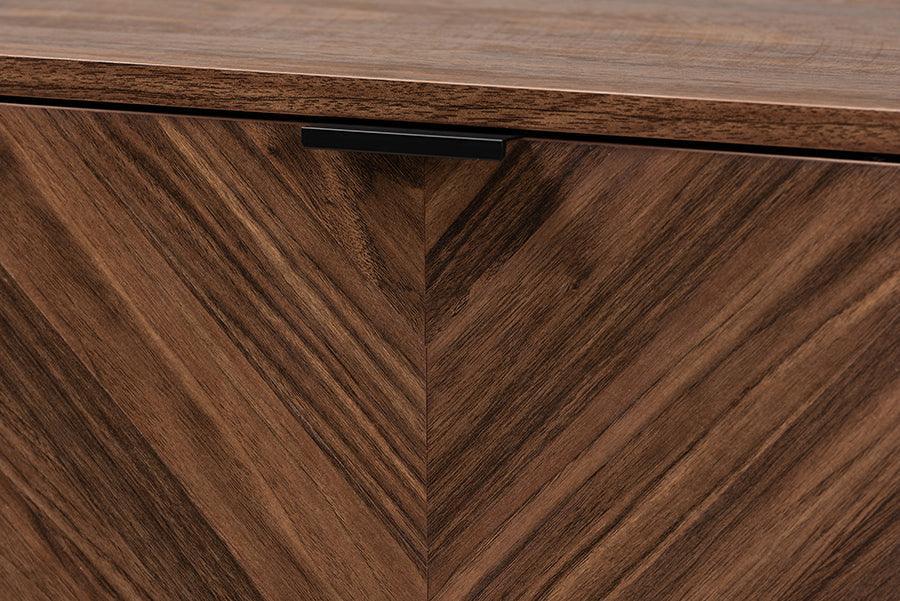 Sadia Modern Walnut Brown Finished Wood Storage Cabinet FredCo
