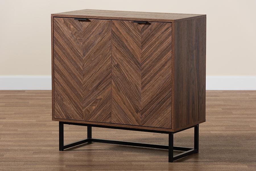 Sadia Modern Walnut Brown Finished Wood Storage Cabinet FredCo