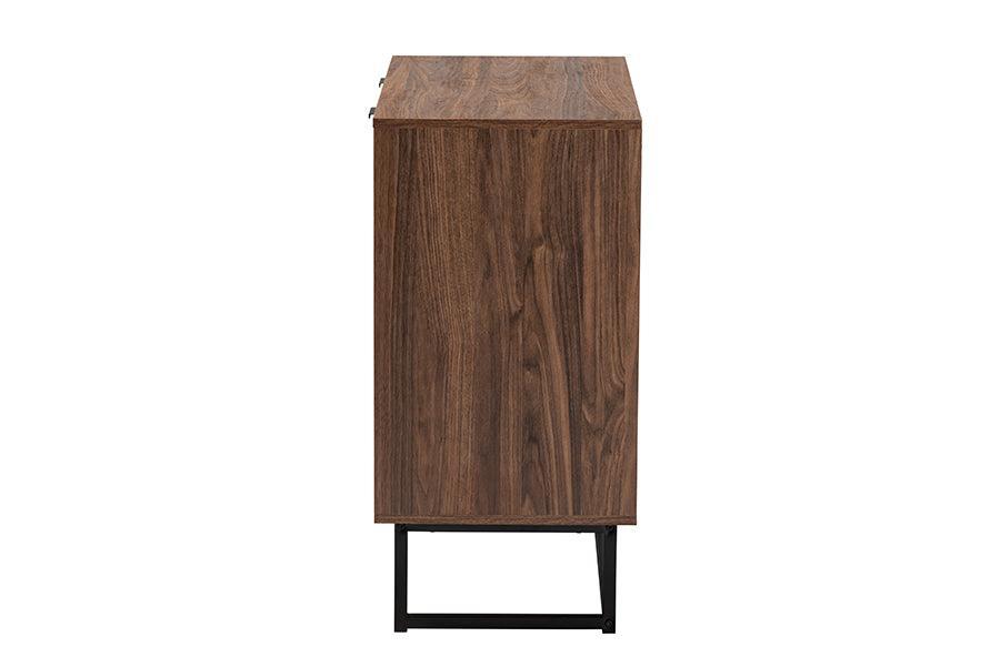 Sadia Modern Walnut Brown Finished Wood Storage Cabinet FredCo