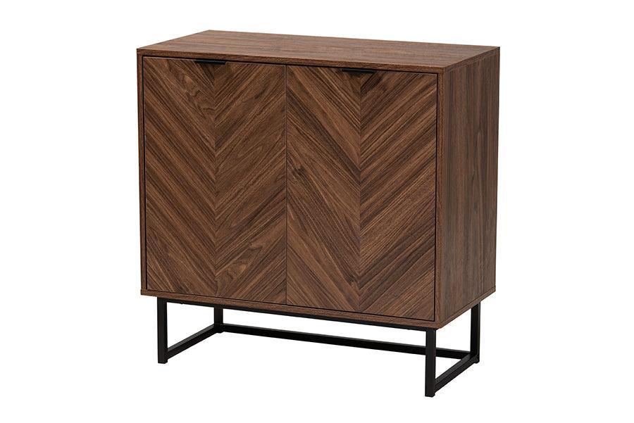 Sadia Modern Walnut Brown Finished Wood Storage Cabinet FredCo