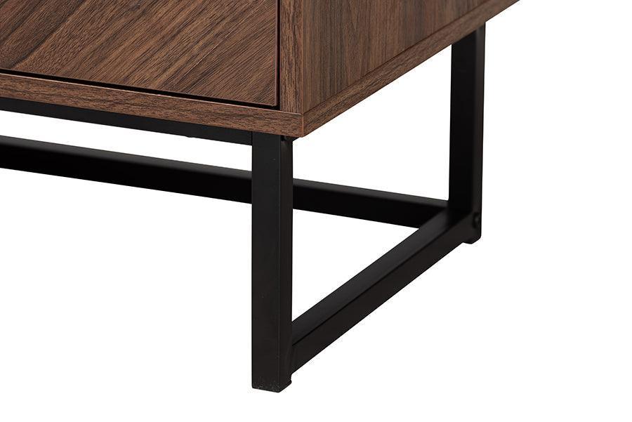 Sadia Modern Walnut Brown Finished Wood Storage Cabinet FredCo
