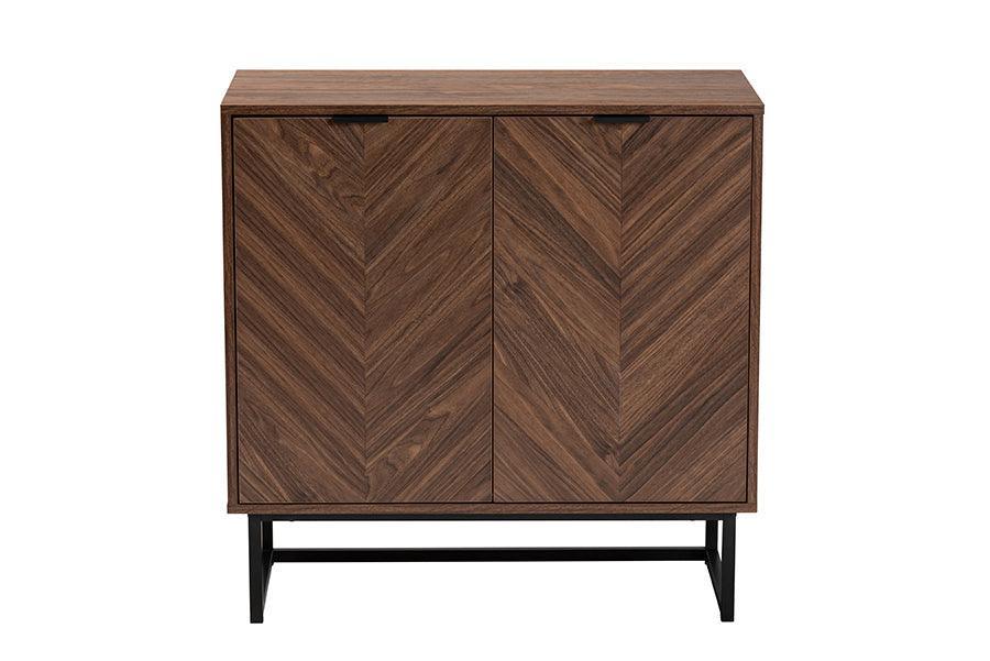 Sadia Modern Walnut Brown Finished Wood Storage Cabinet FredCo